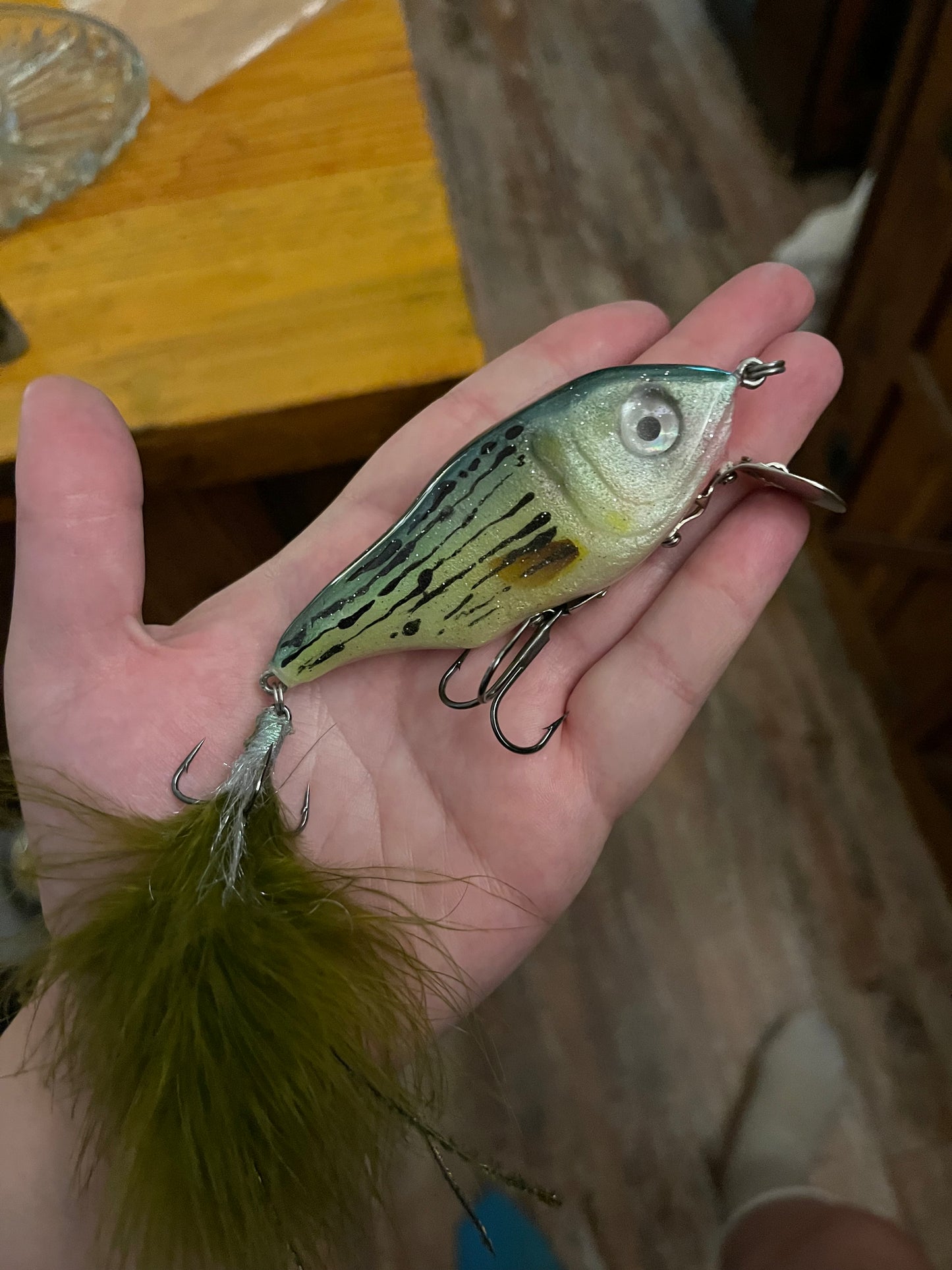 Rattling metal lipped yellow bass crank bait