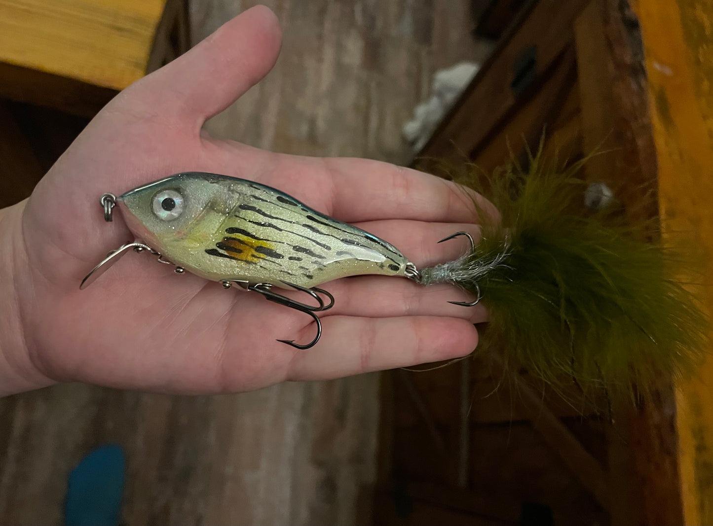 Rattling metal lipped yellow bass crank bait