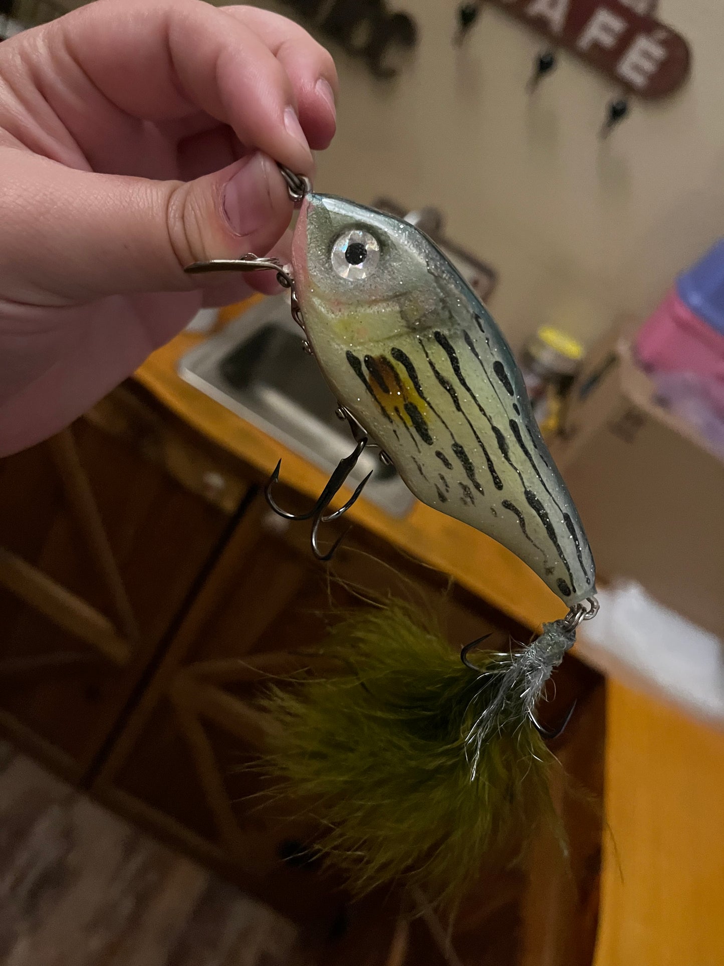 Rattling metal lipped yellow bass crank bait