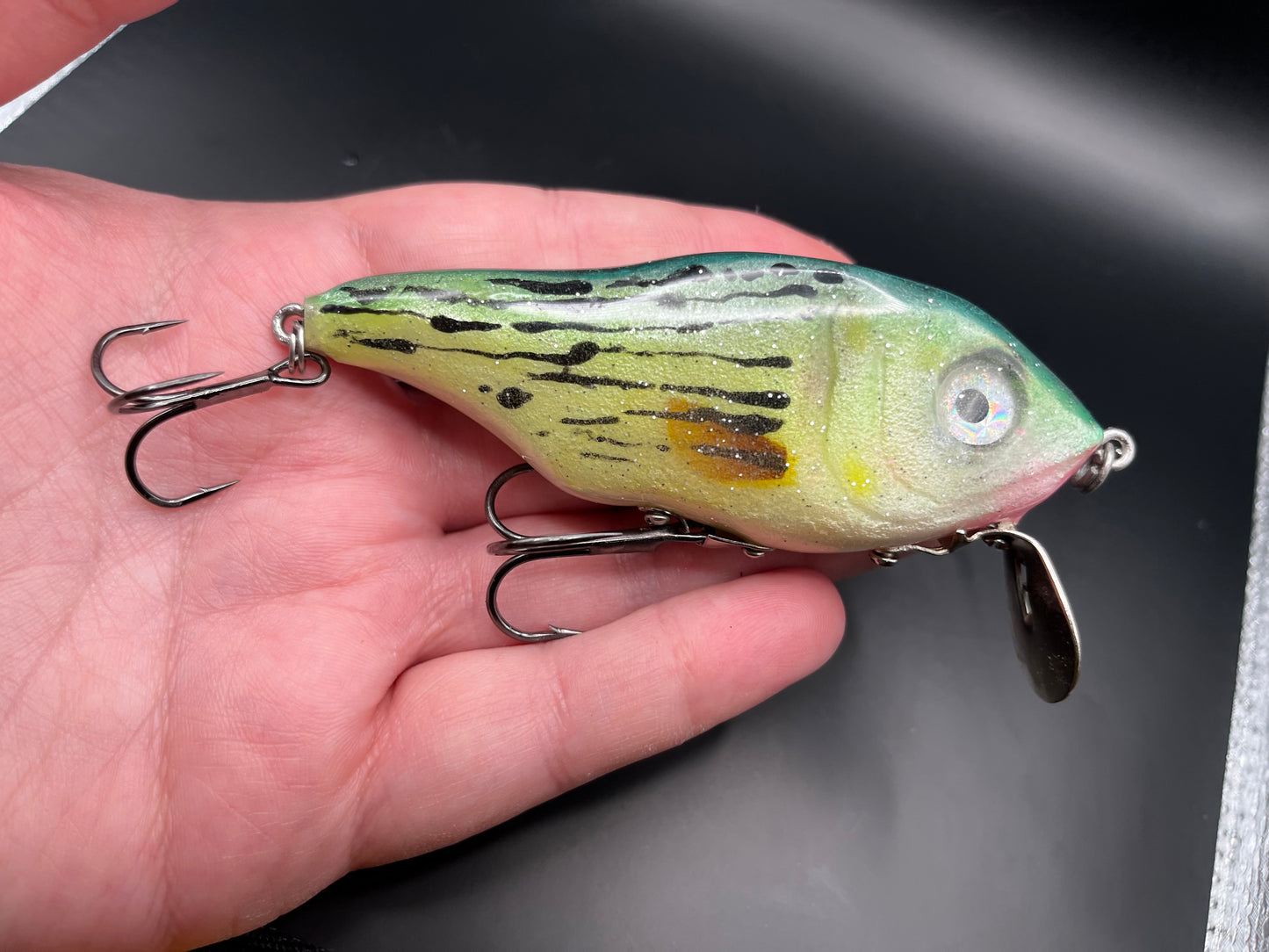 Rattling metal lipped yellow bass crank bait